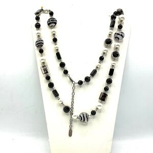 Black and White Glass Beads, Pearls, Silver-tone spacers, wire & findings